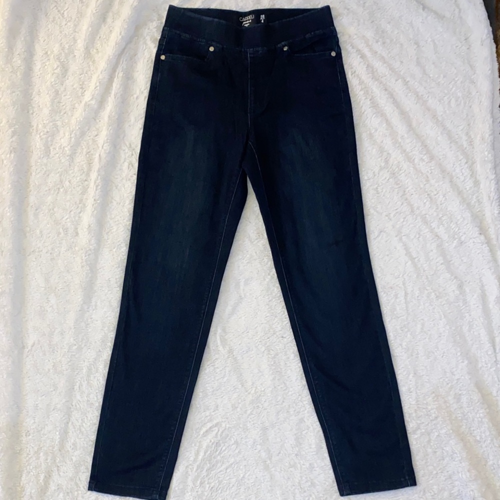 SZ 28 Stretchy Waist Band Dark Indigo Boot Cut Jeans